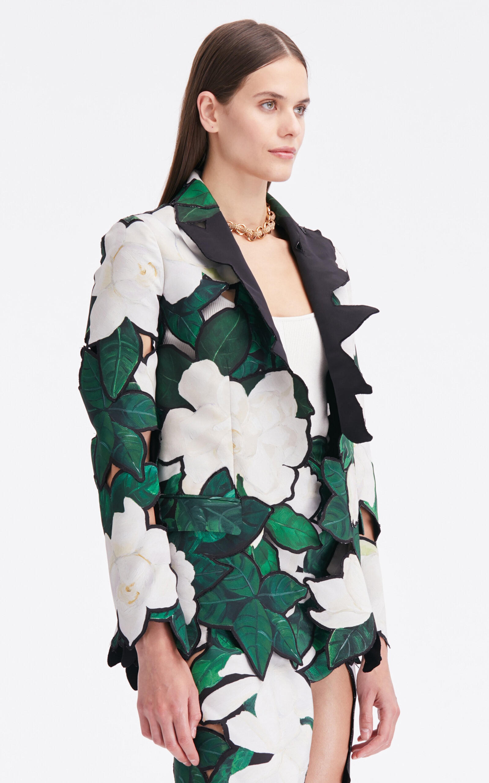 Cutout Gardenia Faille Embroidered Jacket multi - 6