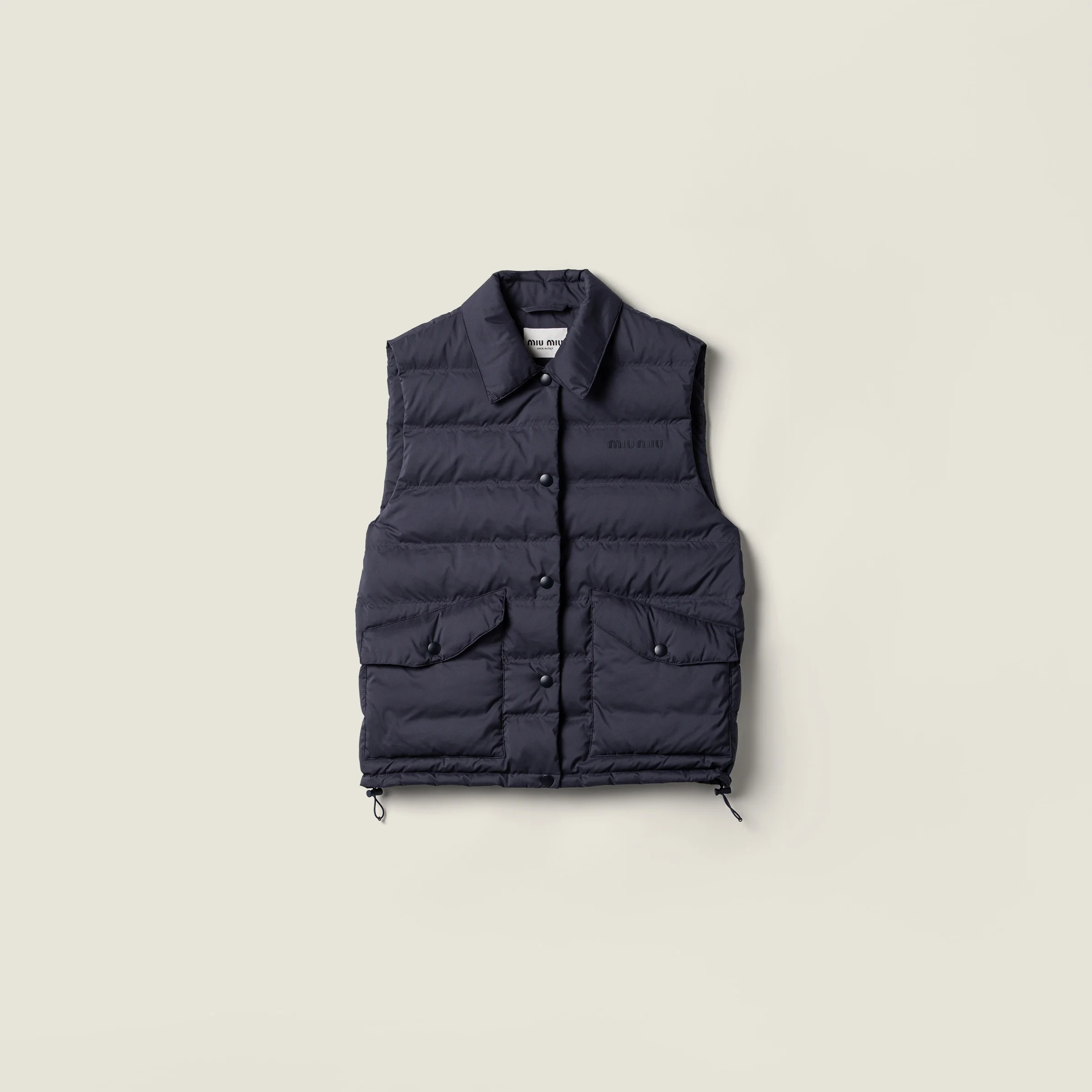Technical pongé down vest - 1