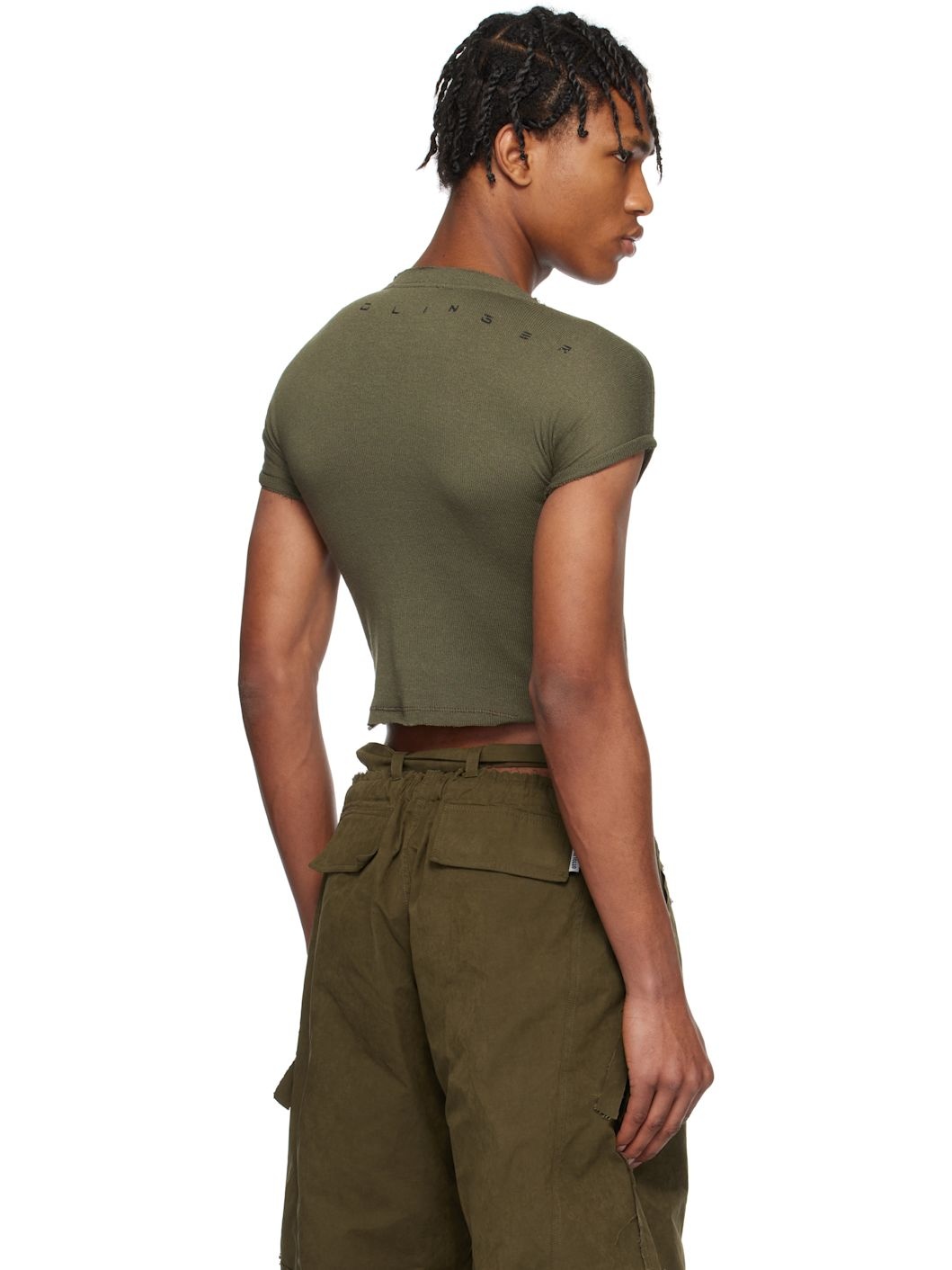 Green Deconstructed Linen T-Shirt - 3