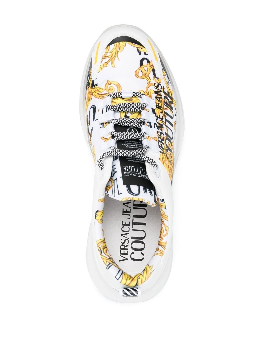 baroque pattern-print lace-up sneakers - 4