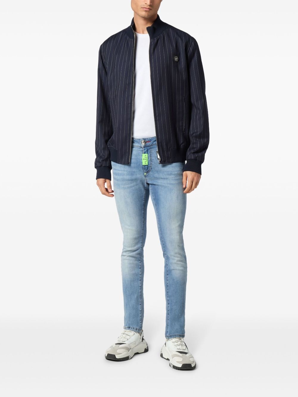 pinstriped bomber jacket - 2