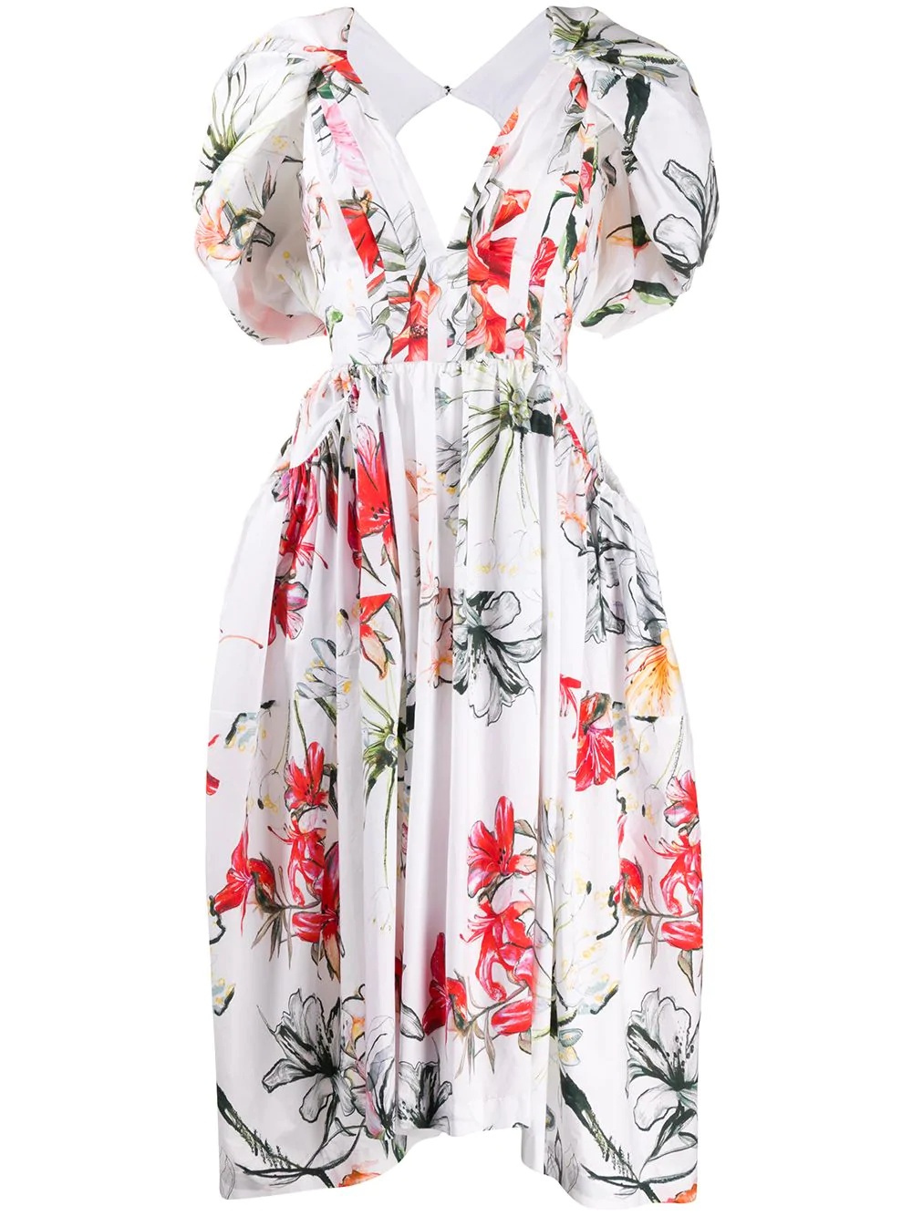 Endangered Flower poplin midi dress - 1