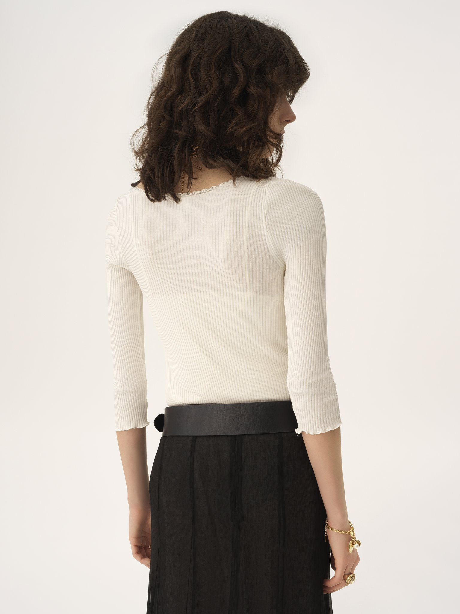 SCOOP-NECK FITTED CARDIGAN IN COTTON - 5