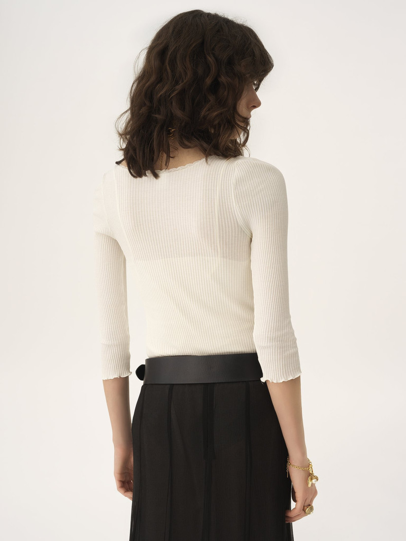 SCOOP-NECK FITTED CARDIGAN IN COTTON 5