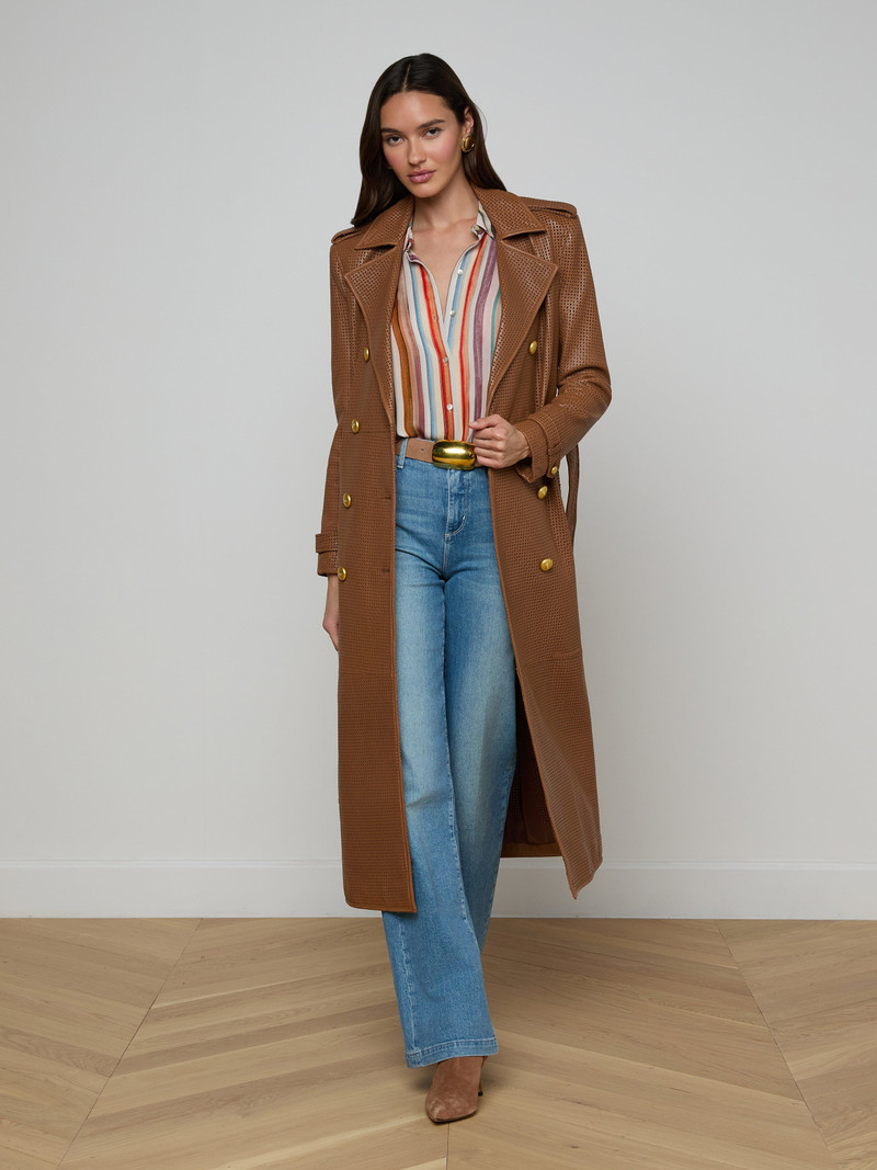 L'AGENCE Baylee Leather Trench Coat outlook