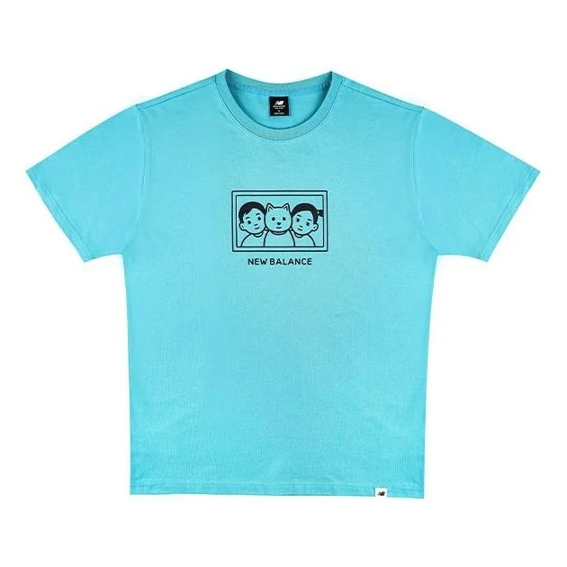 New Balance x Noritake Crossover Funny Cartoon Photo Printing Casual Short Sleeve Lake Blue T-Shirt - 1