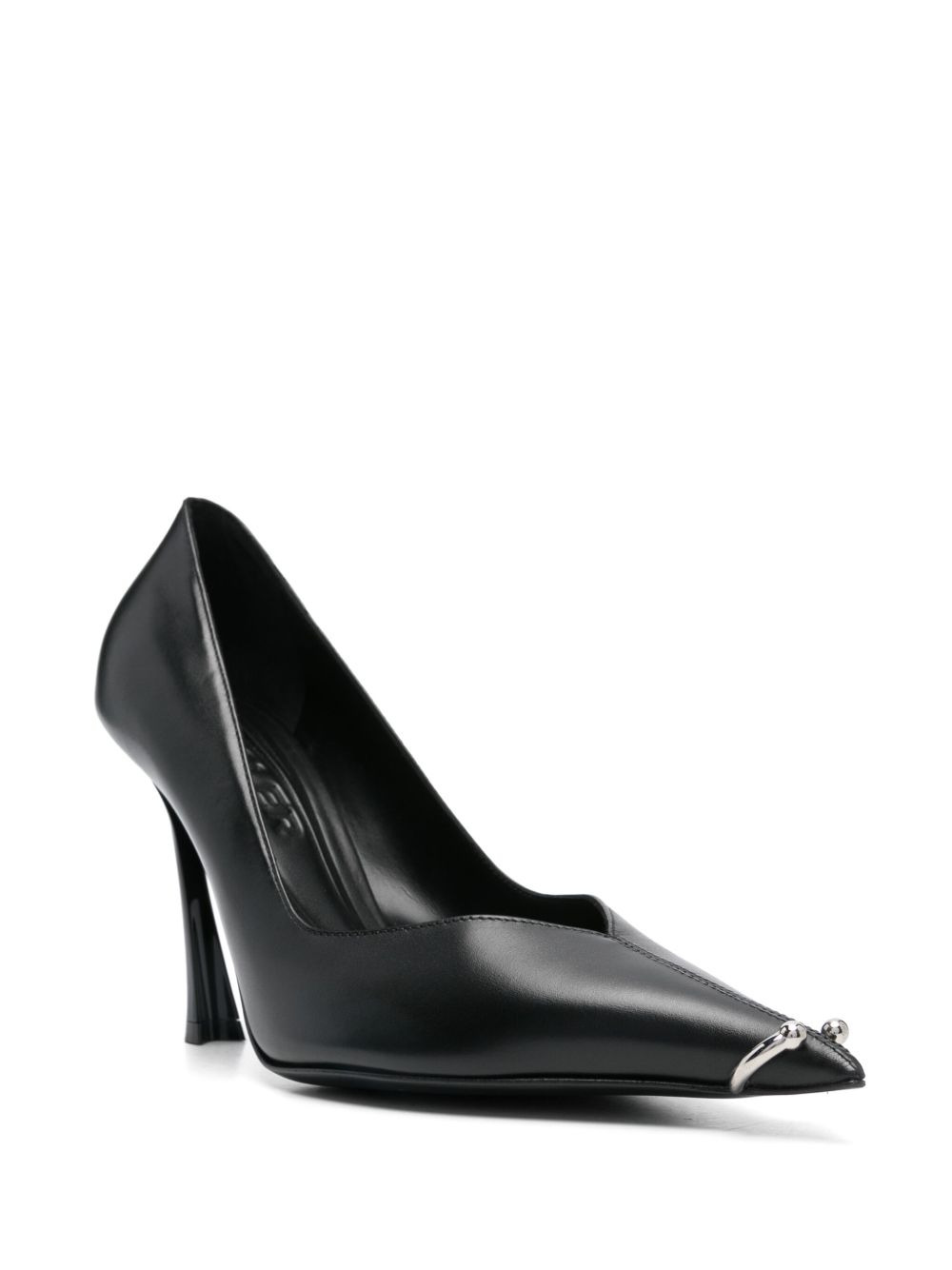90mm leather piercing fang pumps - 2