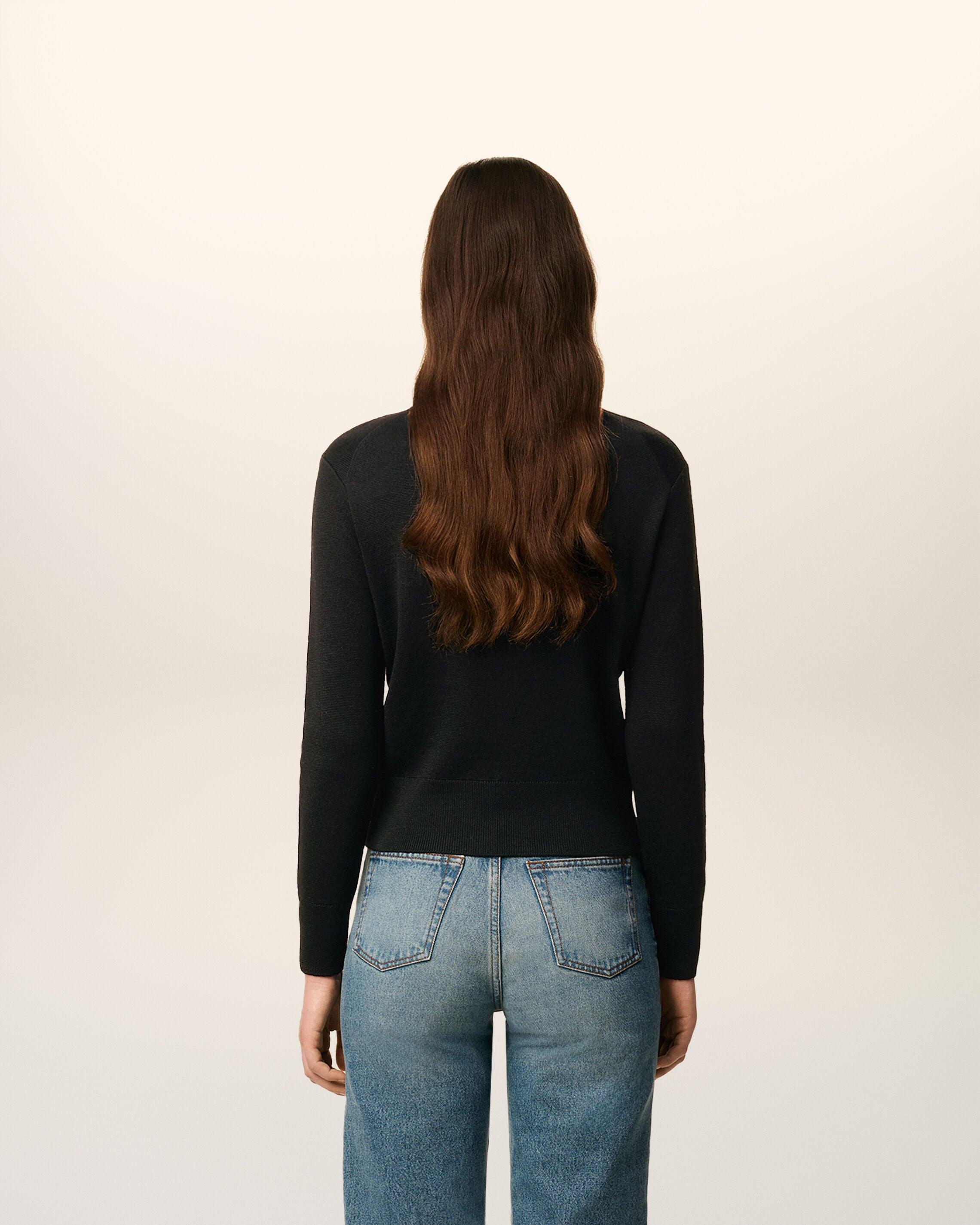 BLACK WOOL AMI DE COEUR CREWNECK SWEATER - 5