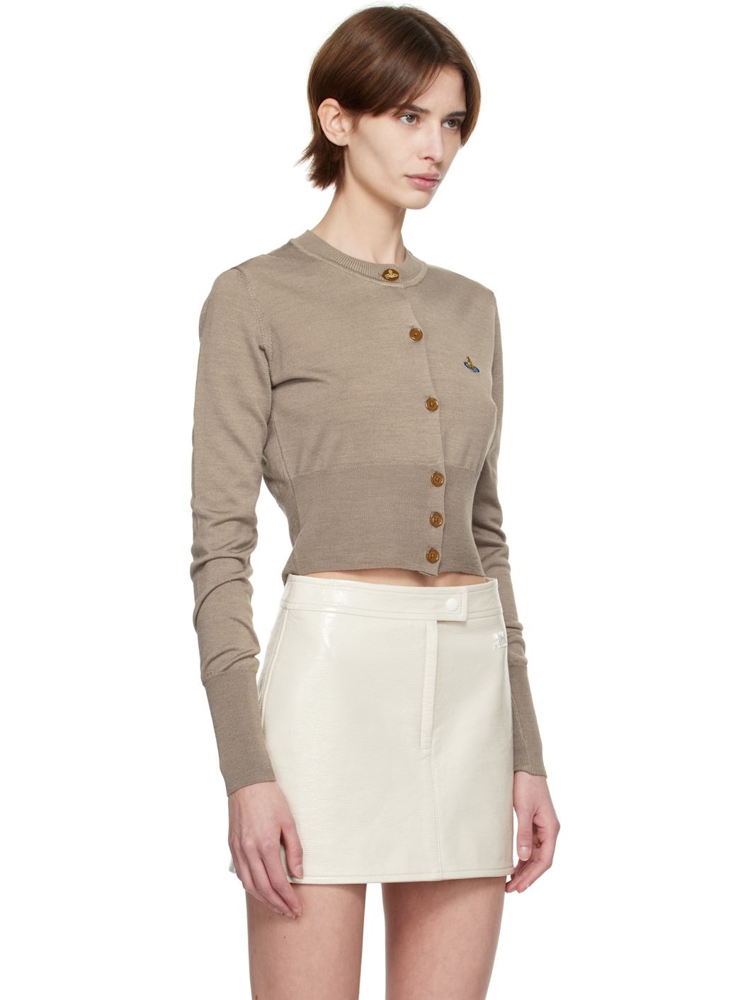 Taupe Bea Cropped Cardigan - 2