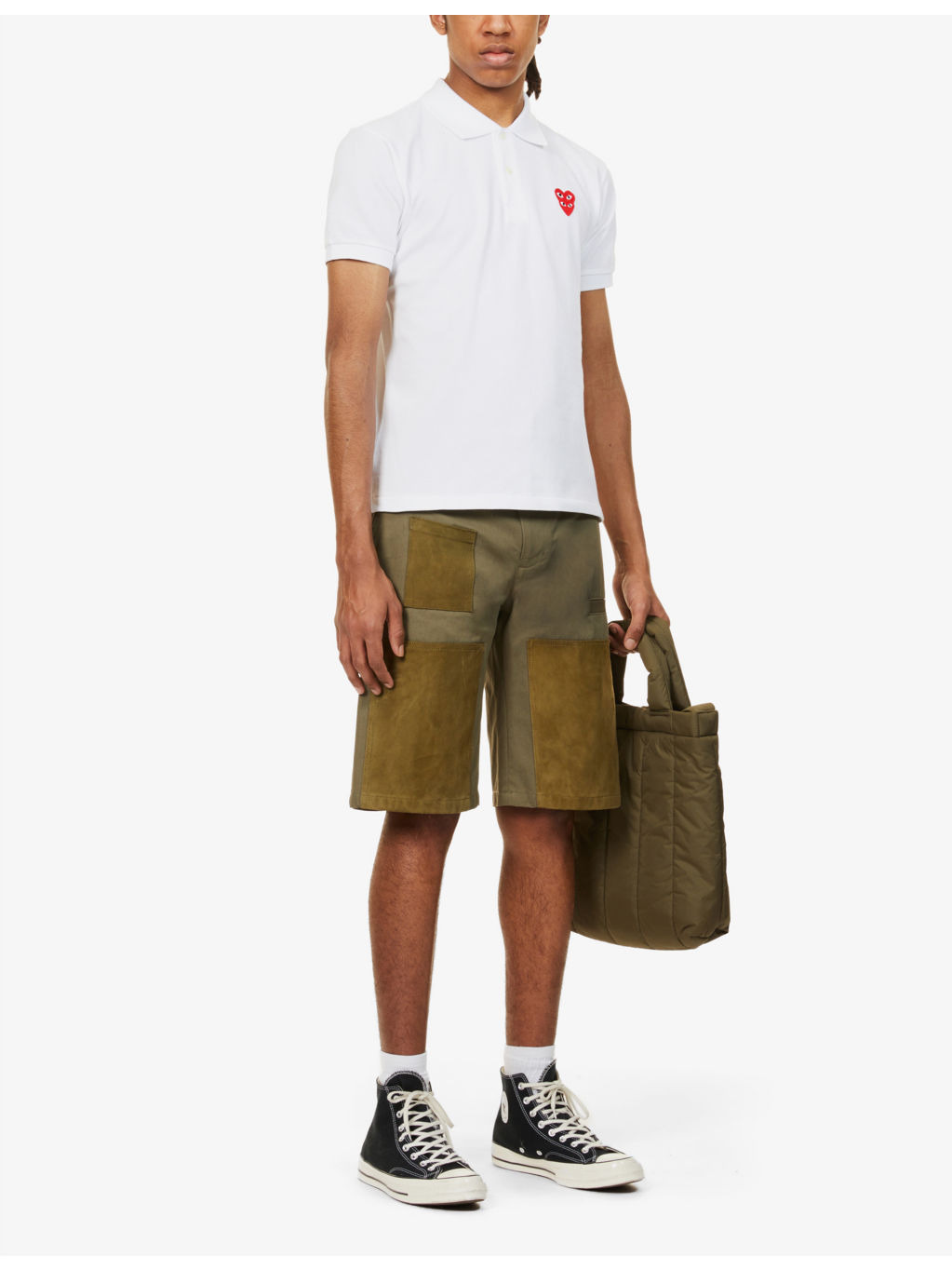 Overlap heart-print cotton polo shirt - 2