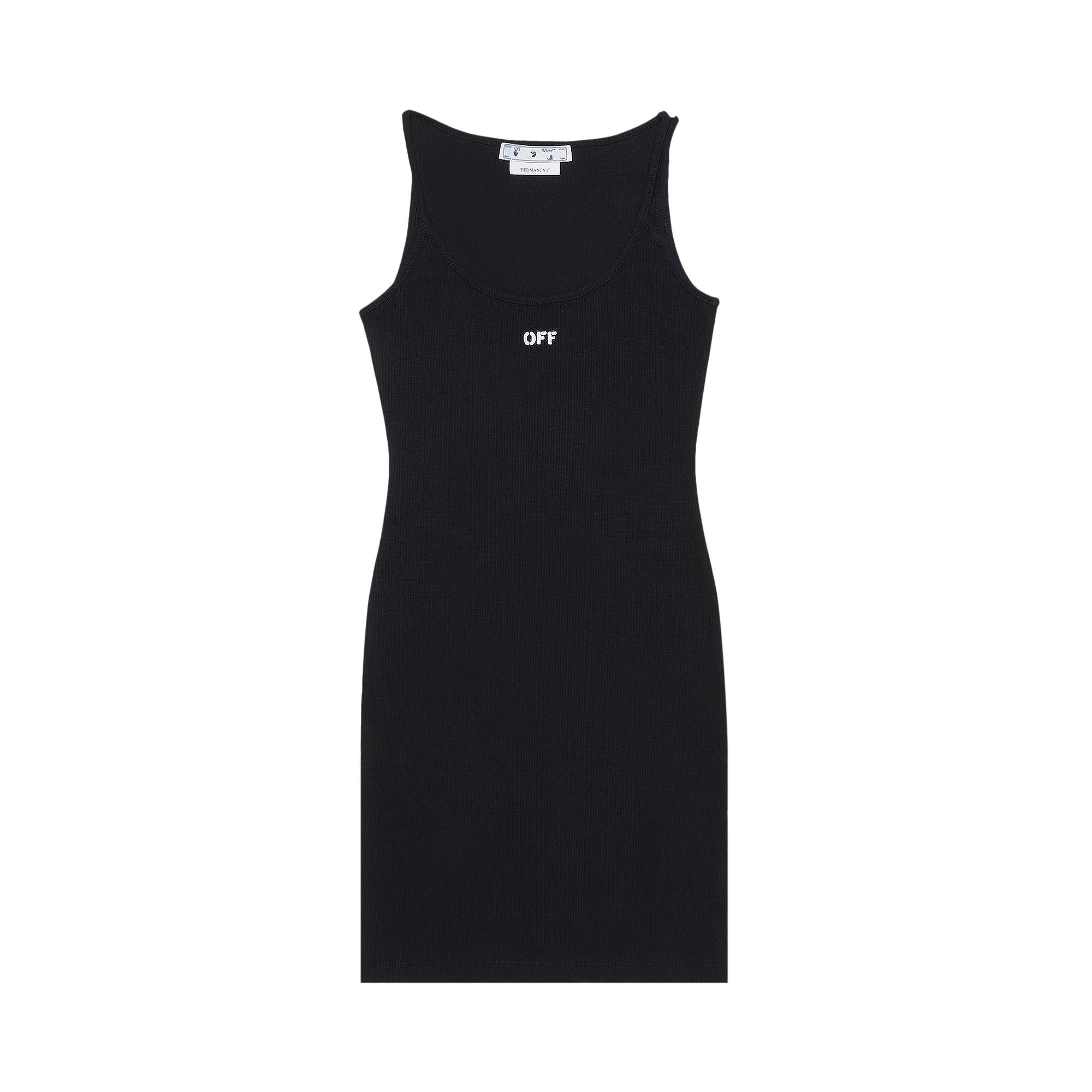 Off-White Off Stamp Rib Basic Tank Dress 'Black/White' - 1