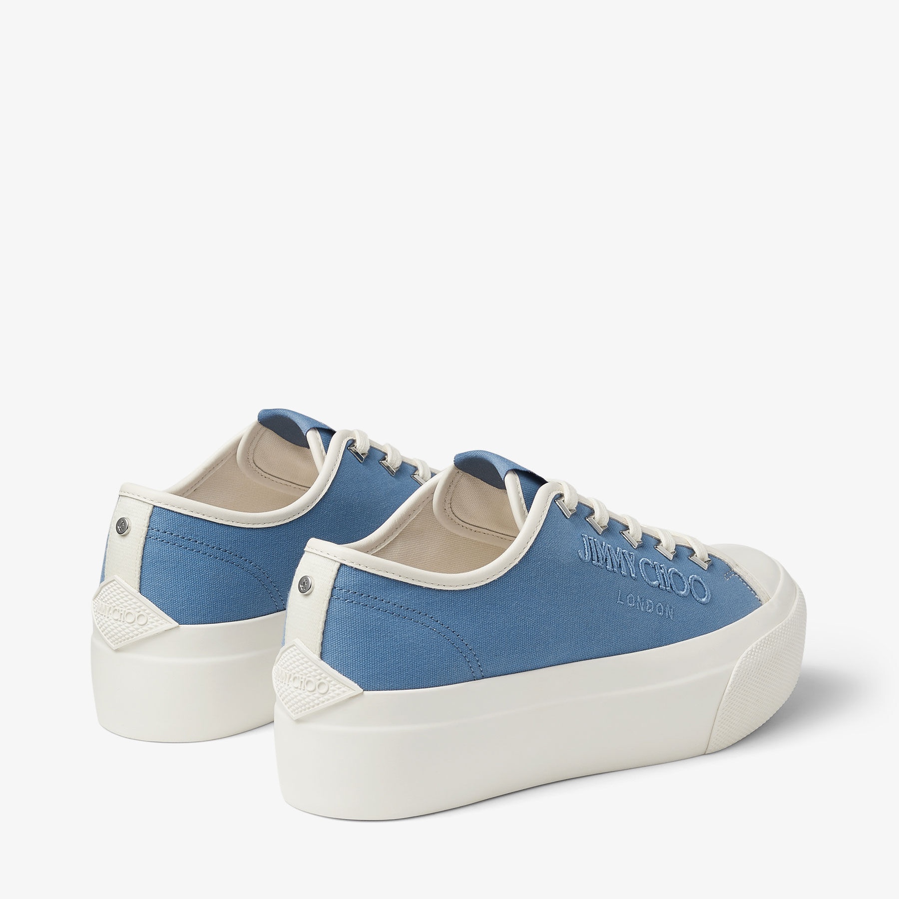 Palma Maxi/F
Denim and Latte Canvas Platform Trainers with Embroidered Logo - 6