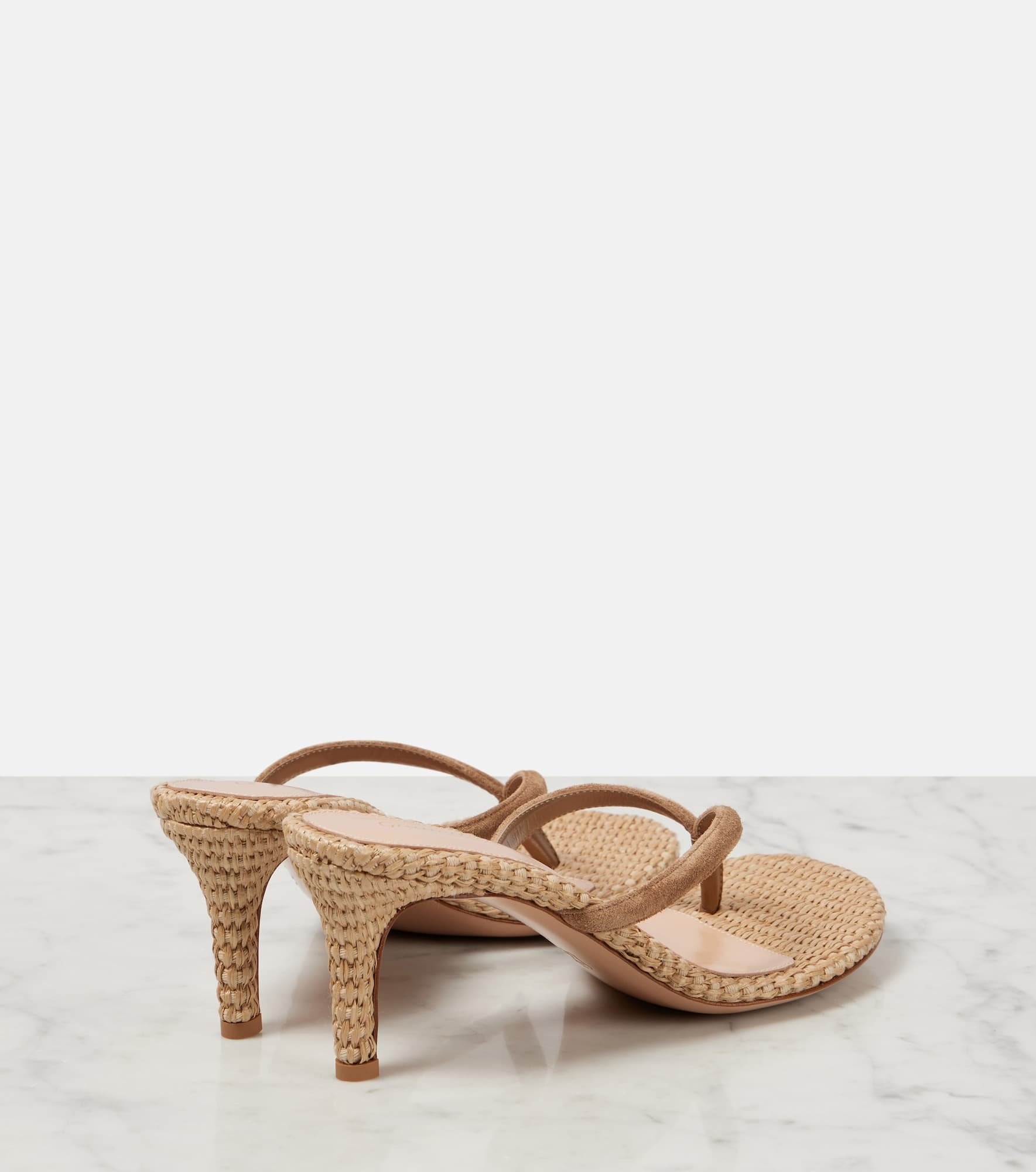 70 raffia and suede mules - 2