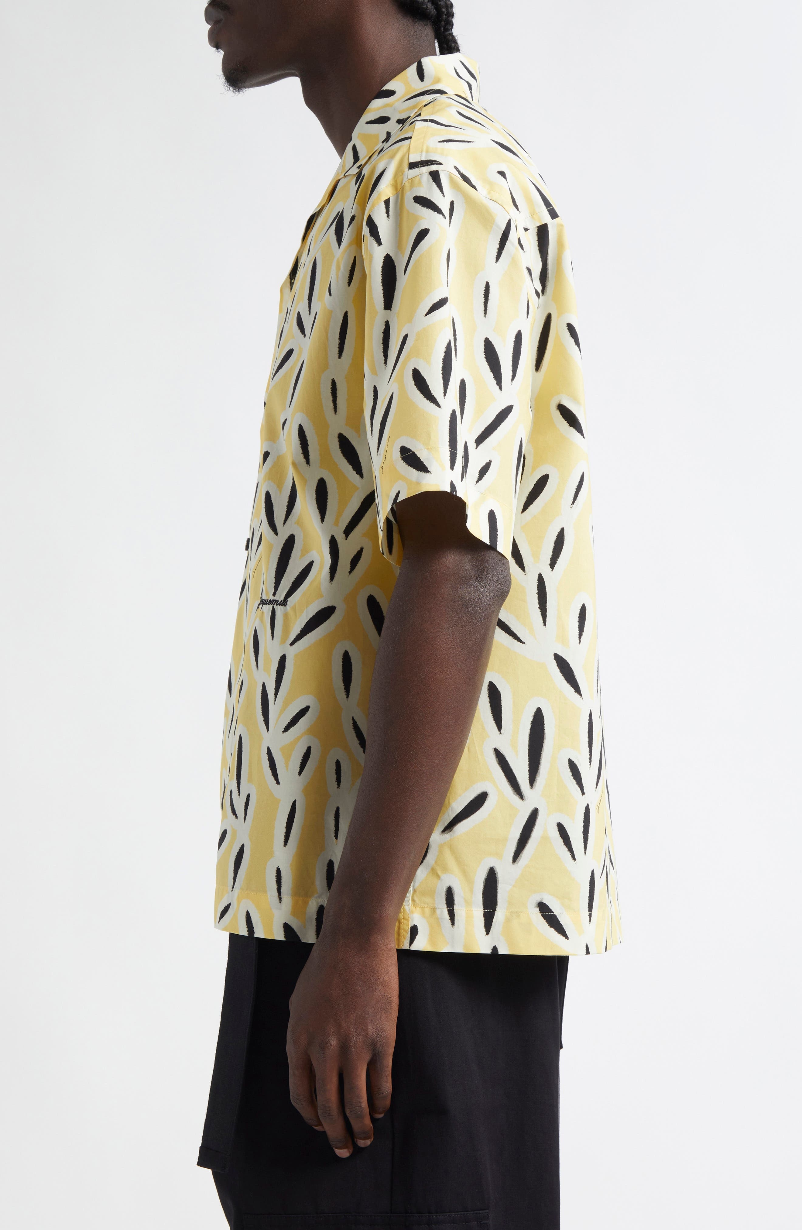 Jacquemus La Chemise Jean Button-Up Shirt in Print Yellow/Black at Nordstrom - 4
