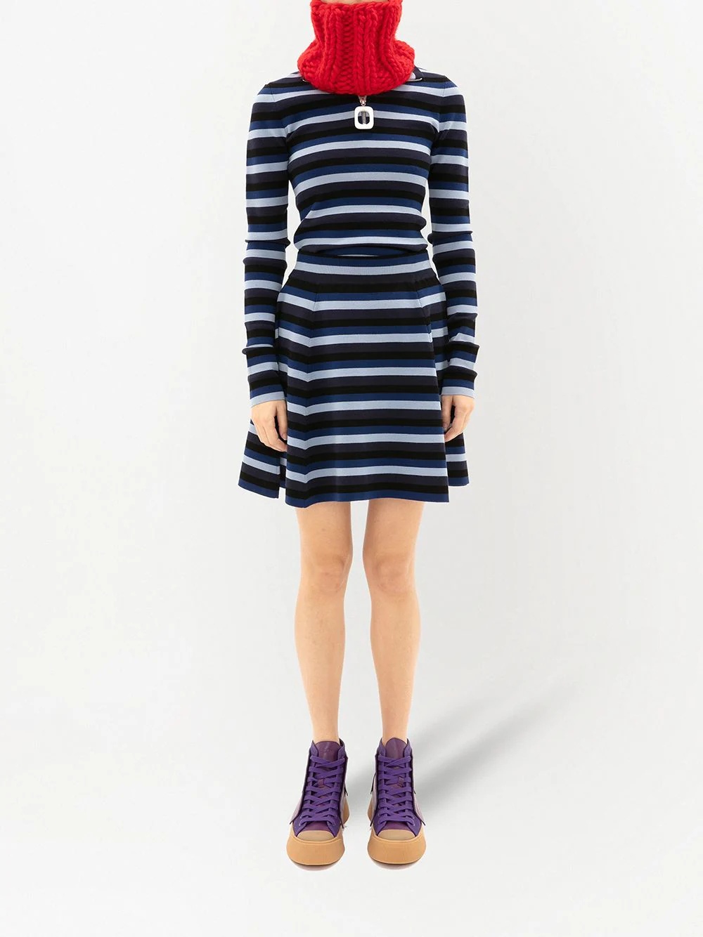 striped flared miniskirt - 2