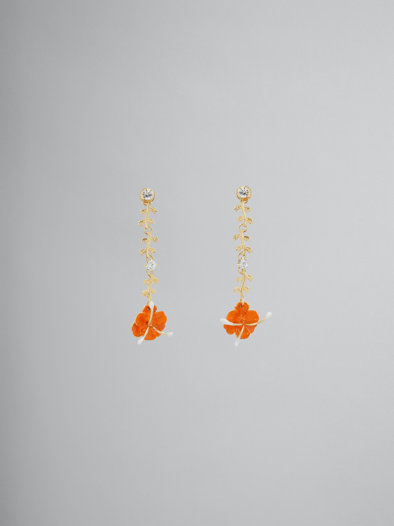 ENAMELLED METAL FLOWER DROP EARRINGS 1