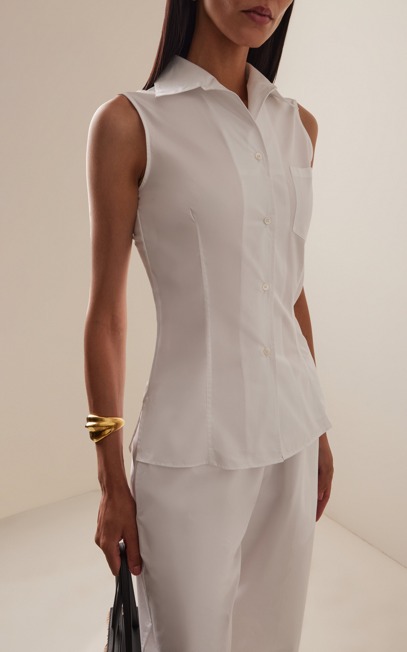 Roie Sleeveless Cotton Shirt white - 2
