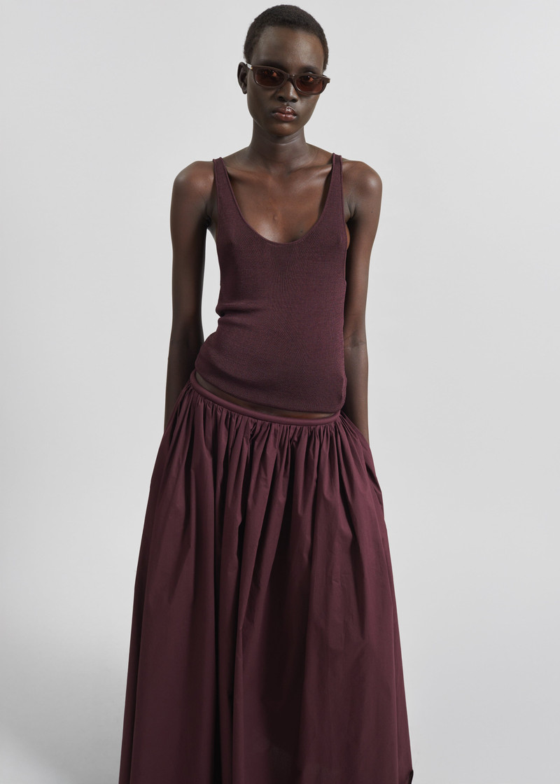 Gaeta Wide Corded Waistband Culottes - Burgundy 9