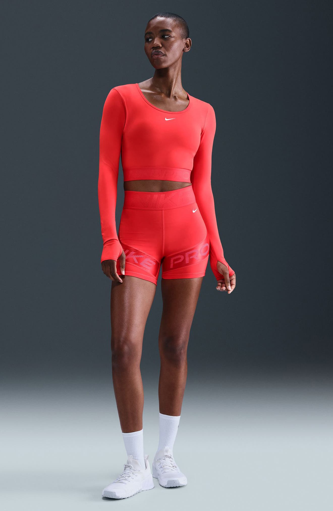 Nike Pro Sculpt Dri-FIT High Waist Bike Shorts in Lt Crimson/Ember Glow/White at Nordstrom - 8