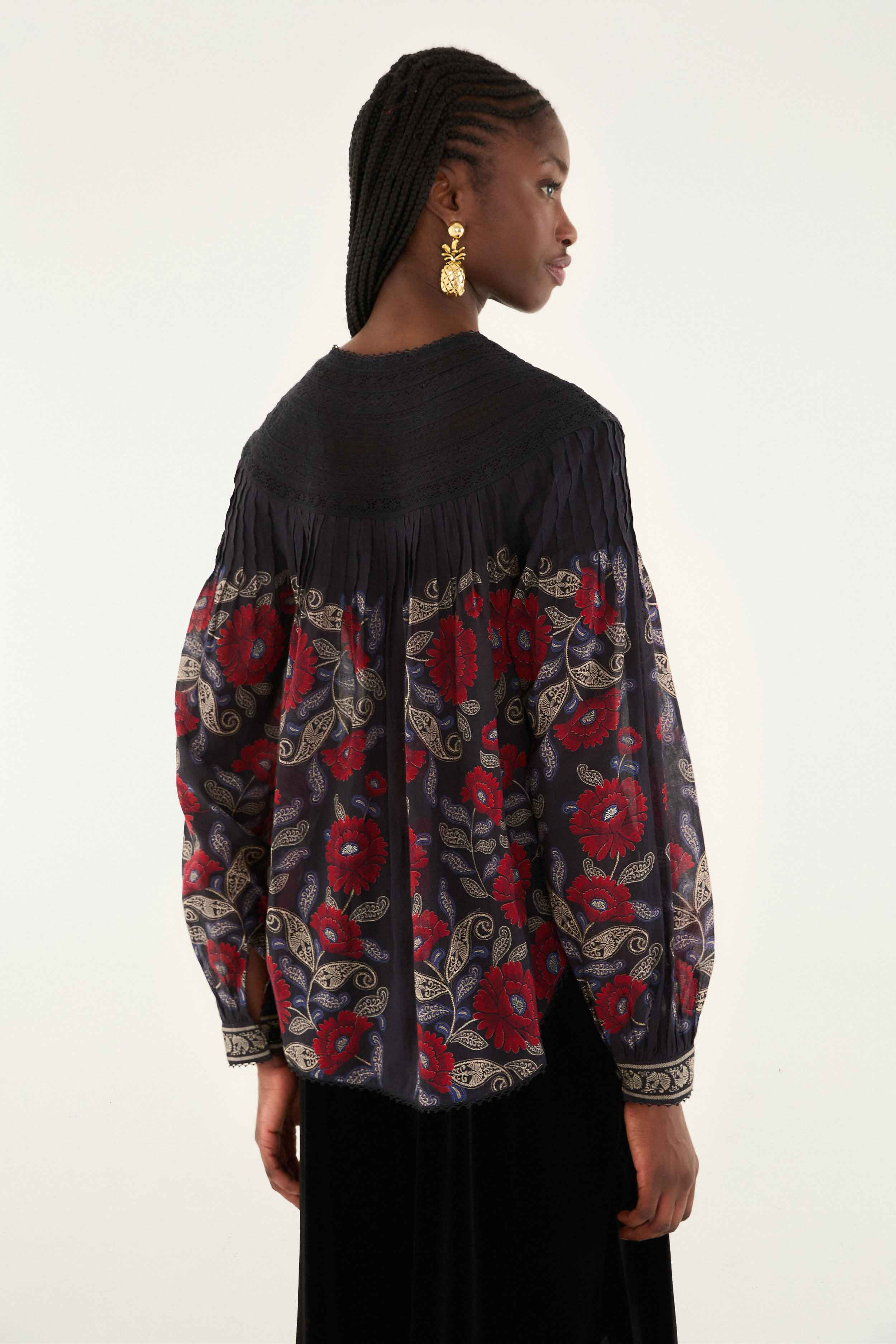 Black Valentina Long Sleeve Blouse - 5