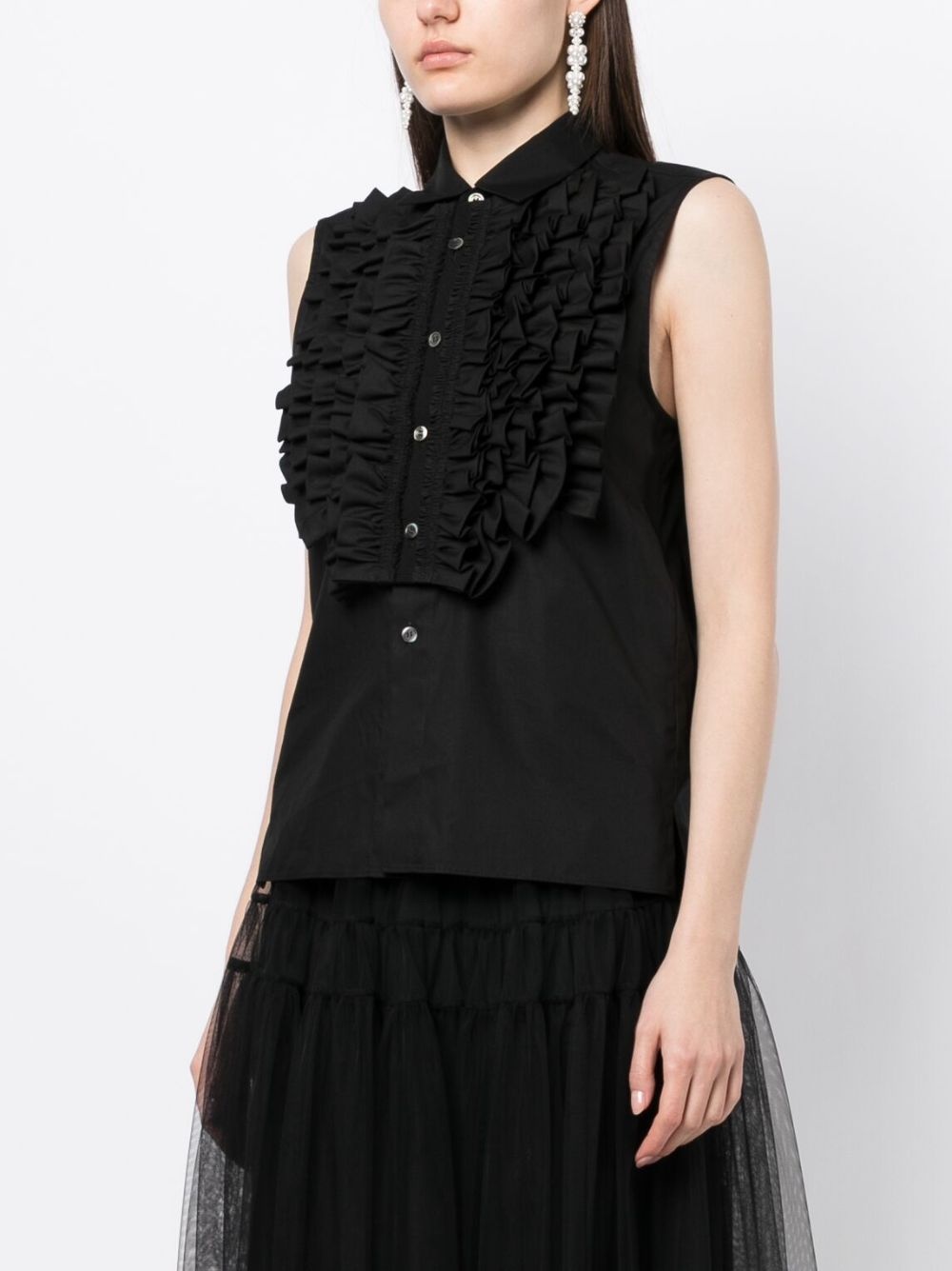 ruffle-detail sleeveless shirt - 3