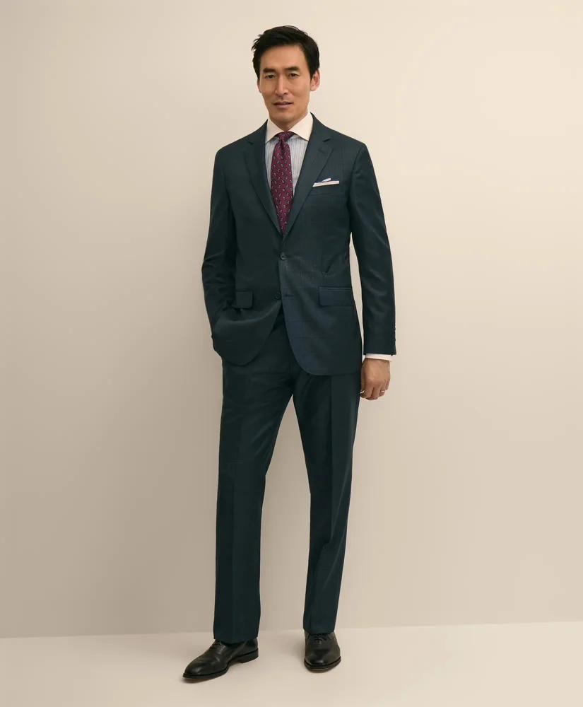 Traditional Fit Wool Windowpane 1818 Suit - 1