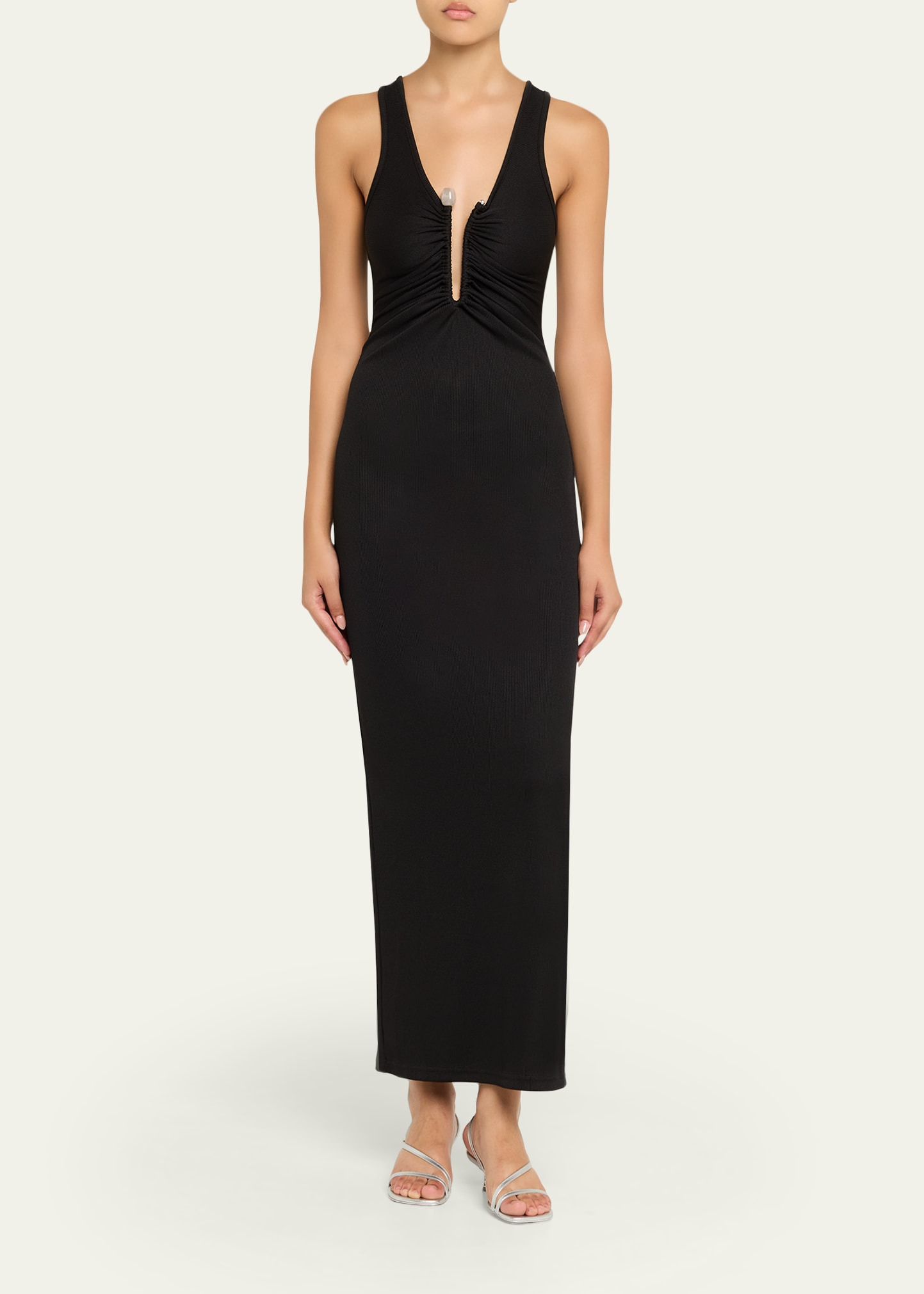 Crystal Pin Ruched Maxi Tank Dress - 2