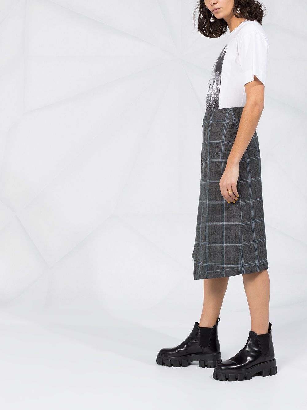 checked asymmetric skirt - 4