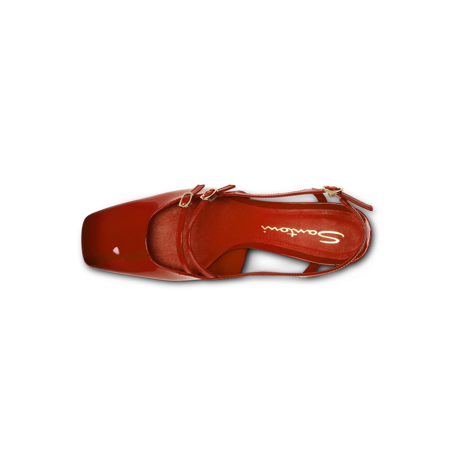 Women's red patent leather mid-heel slingback - 6