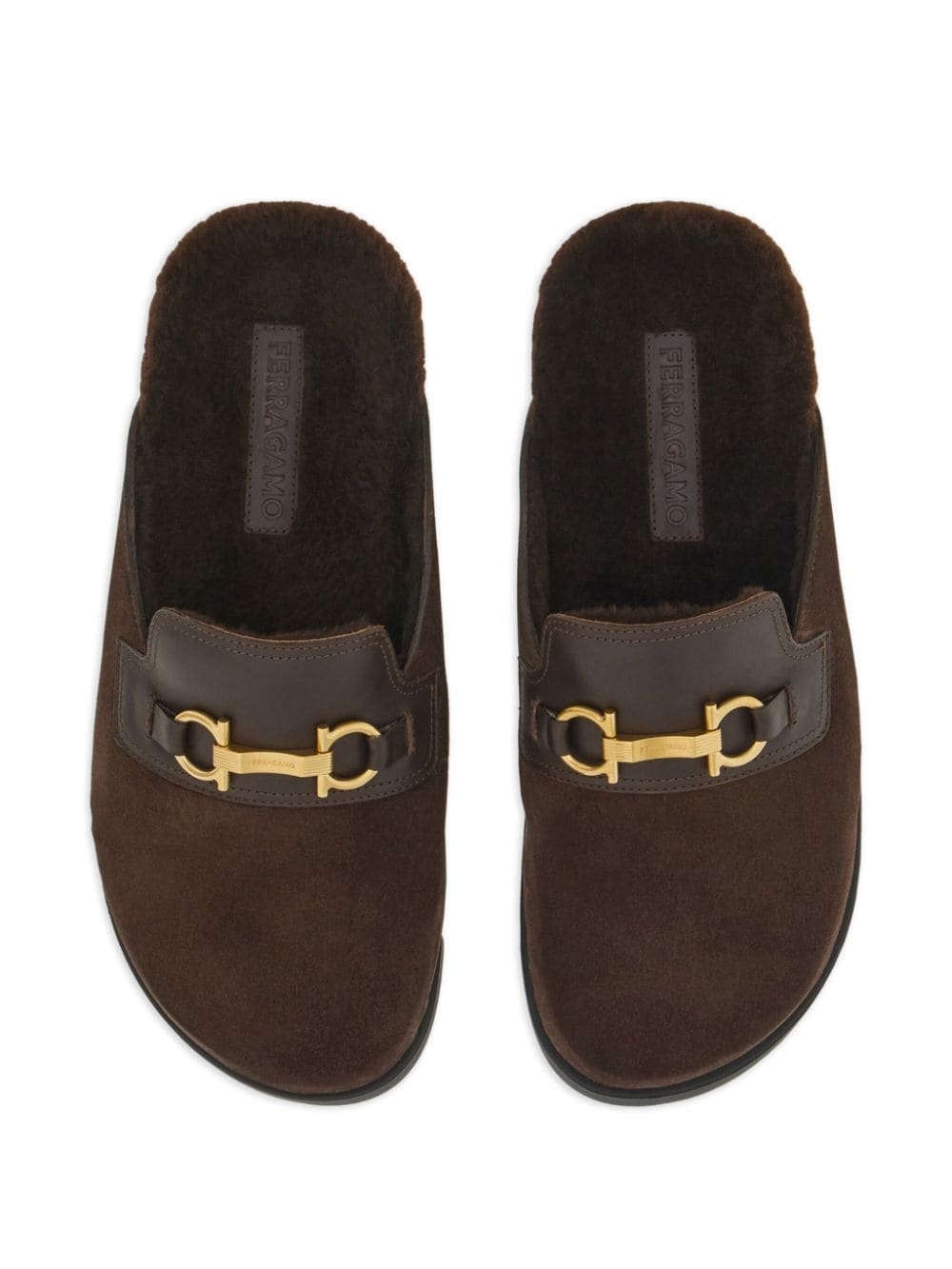 Gancini wool and leather mules - 4