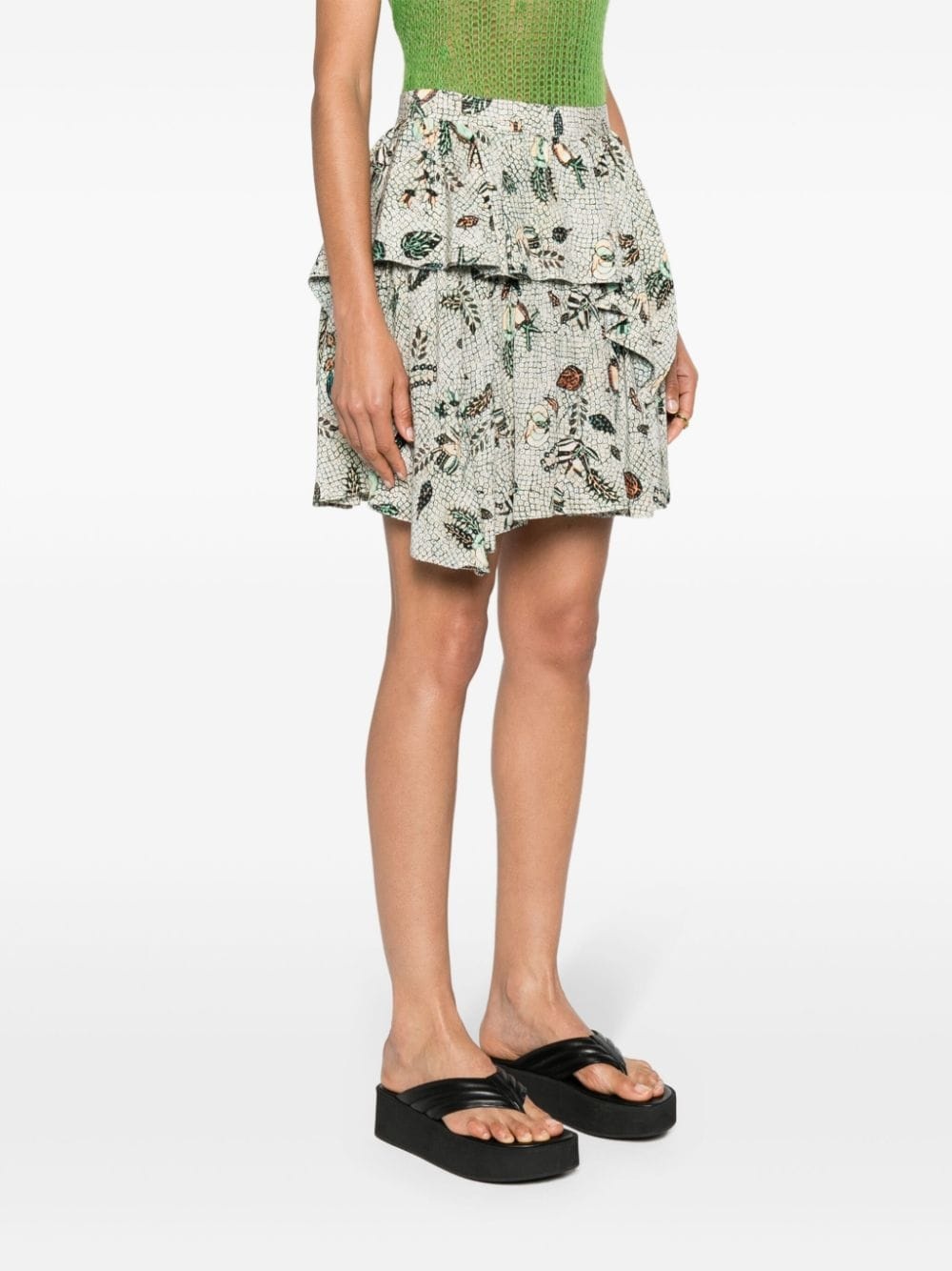 Keira mix-print silk miniskirt - 3