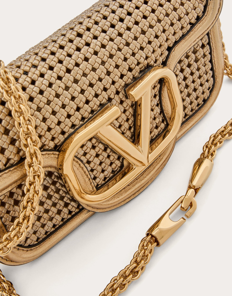 VALENTINO GARAVANI LOCÒ SMALL SHOULDER BAG IN METALLIC WOVEN LEATHER 8