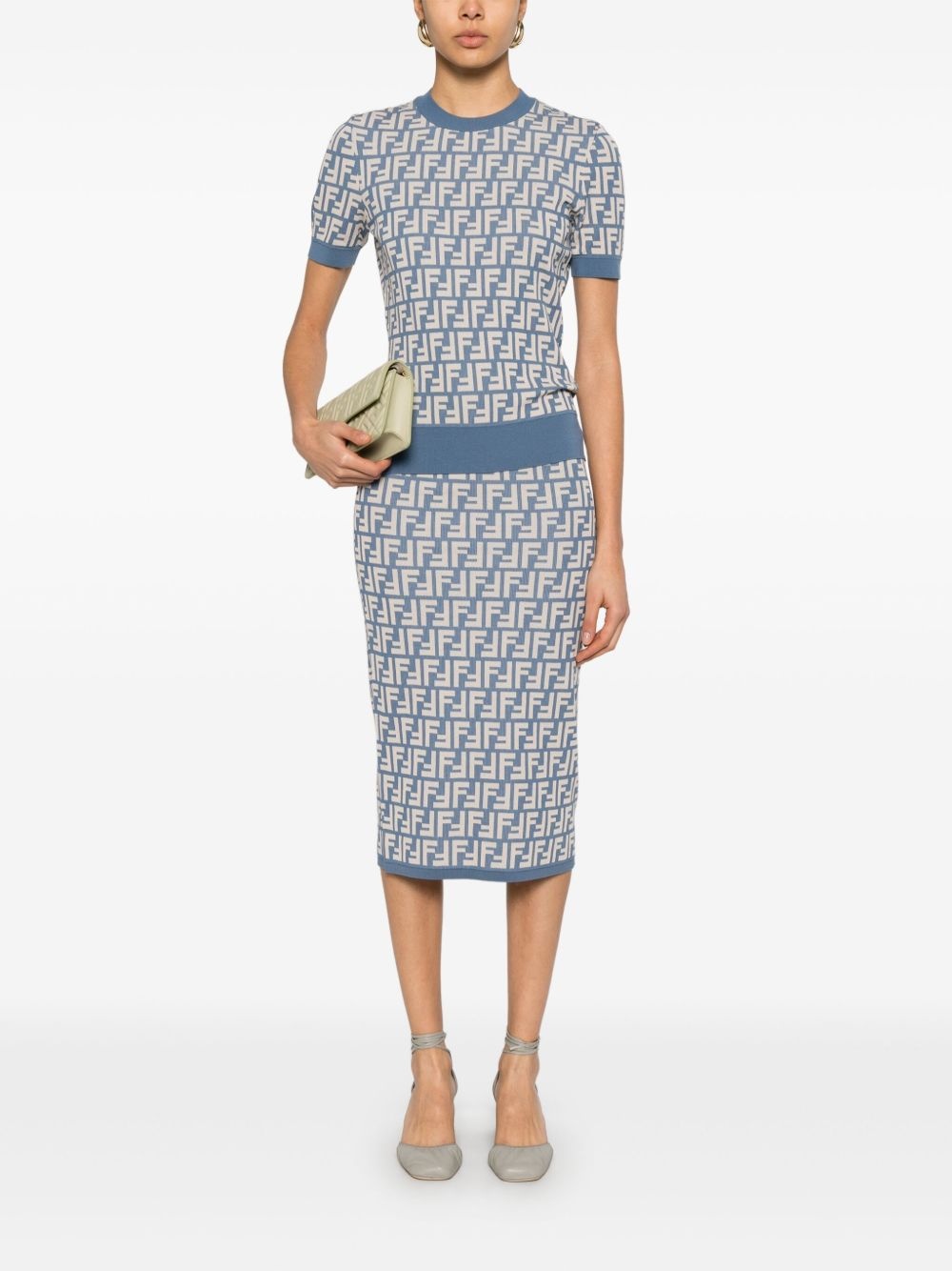 FF-jacquard midi skirt - 2