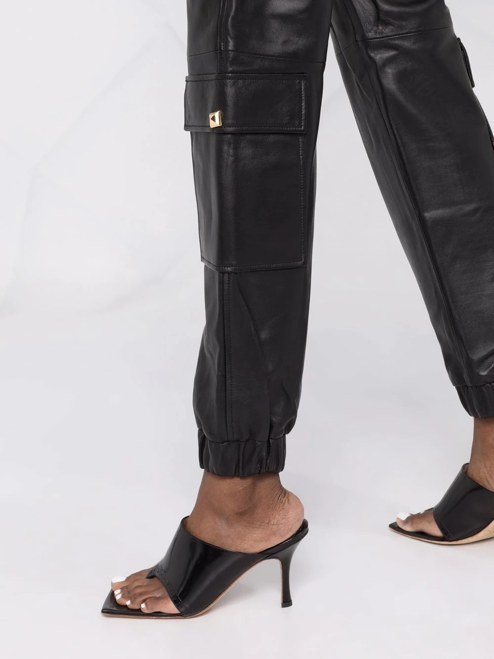 leather jogging trousers - 3