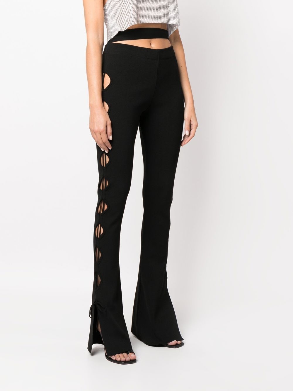 cut-out flared trousers - 3