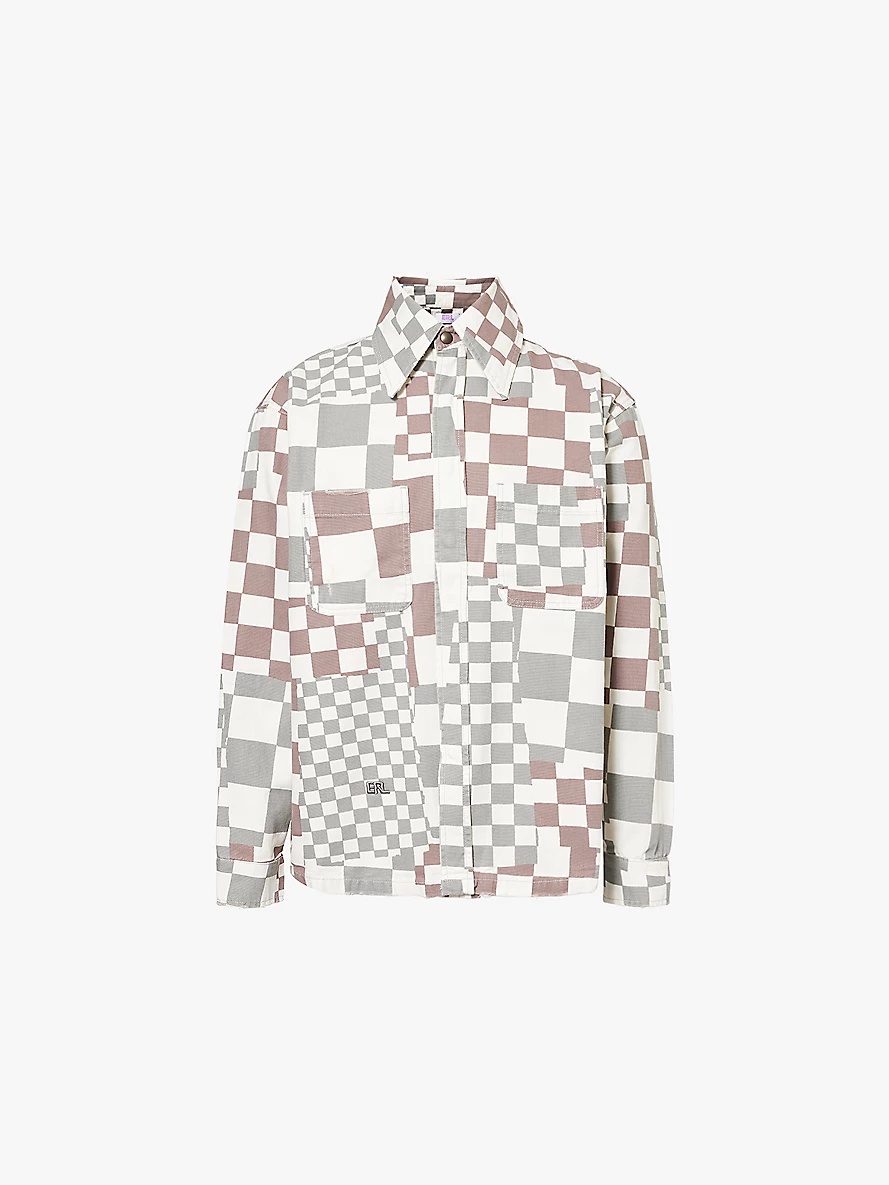 Checked patch-pocket cotton-canvas jacket - 1