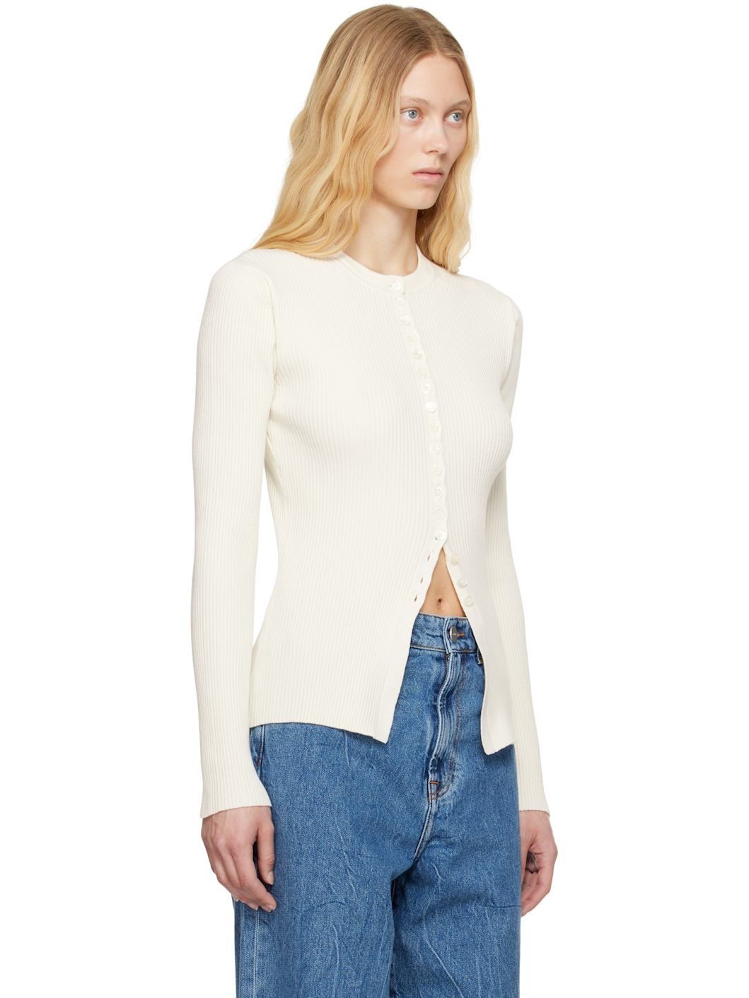 Off-White Elongated Rib Cardigan - 2