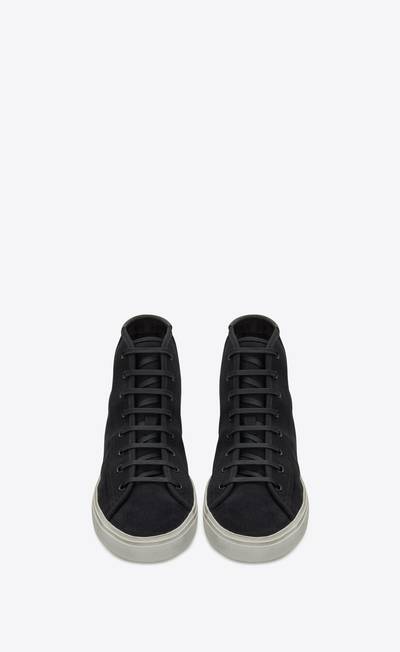 SAINT LAURENT malibu mid-top sneakers in canvas and leather outlook