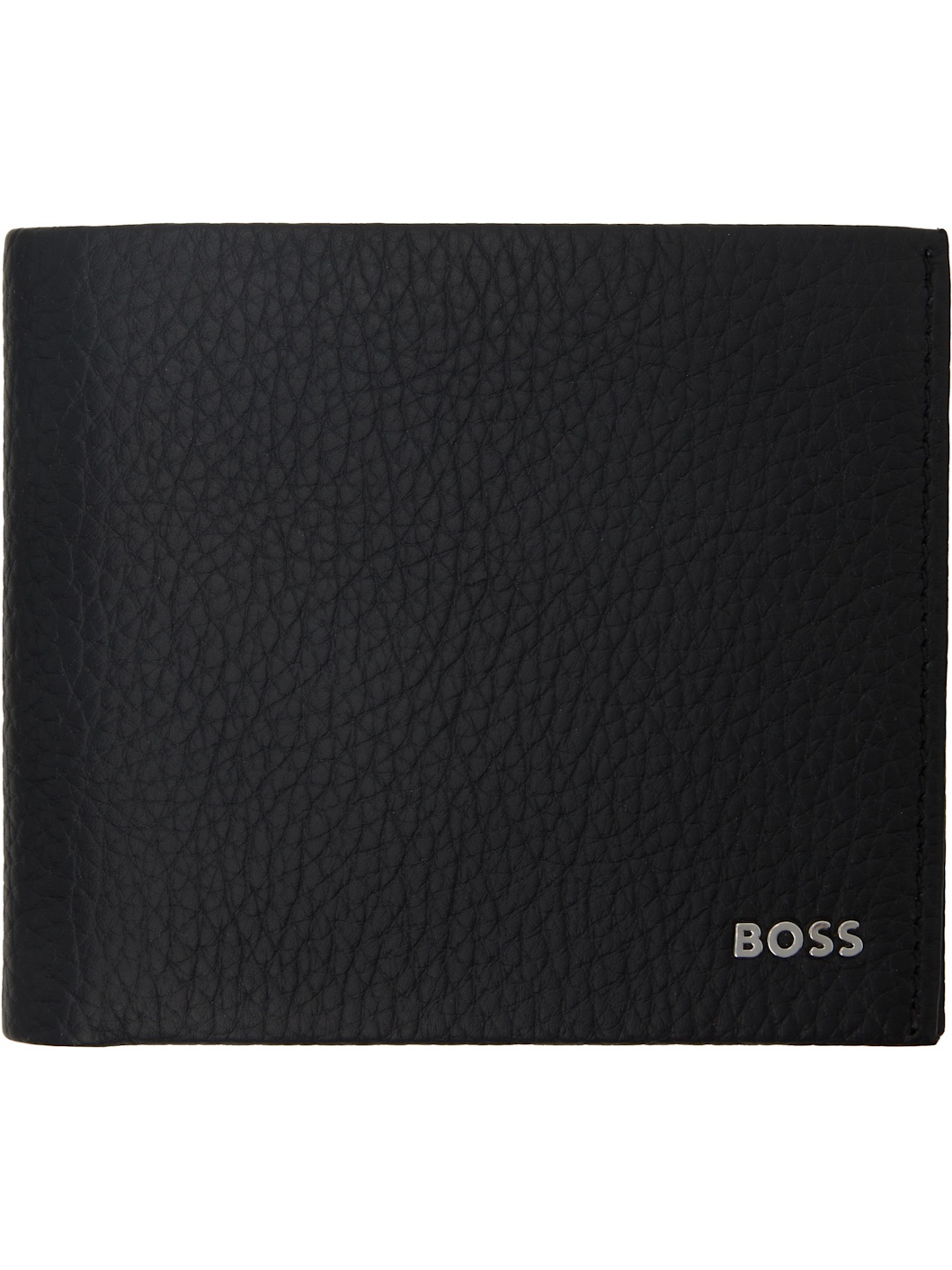 Black Leather Logo Lettering Wallet - 1