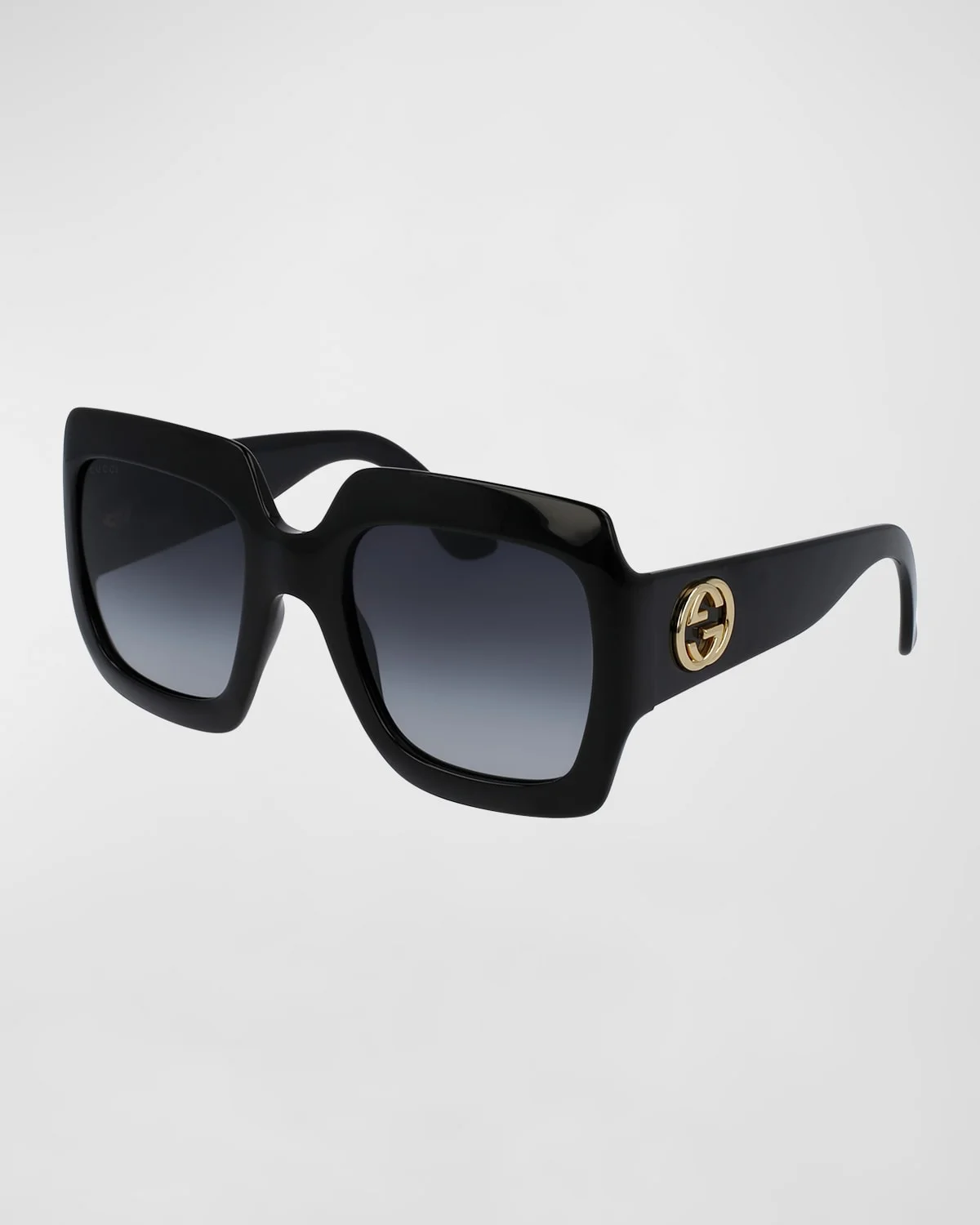 Oversized Square Sunglasses, Black - 1