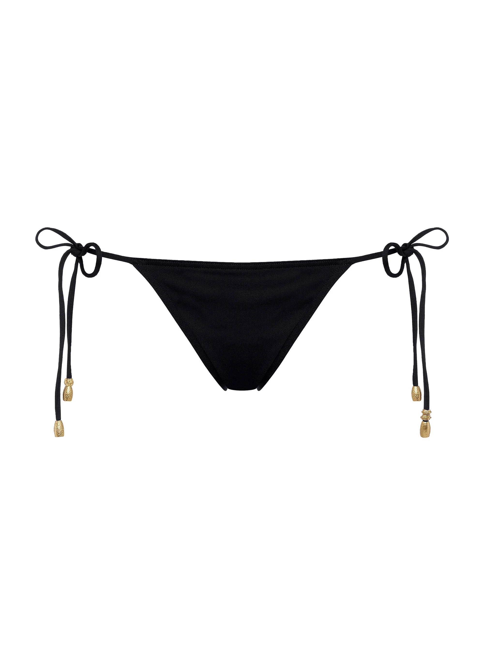 Women's Exquise Beaded Side-Tie Bikini Bottom - Black - 1