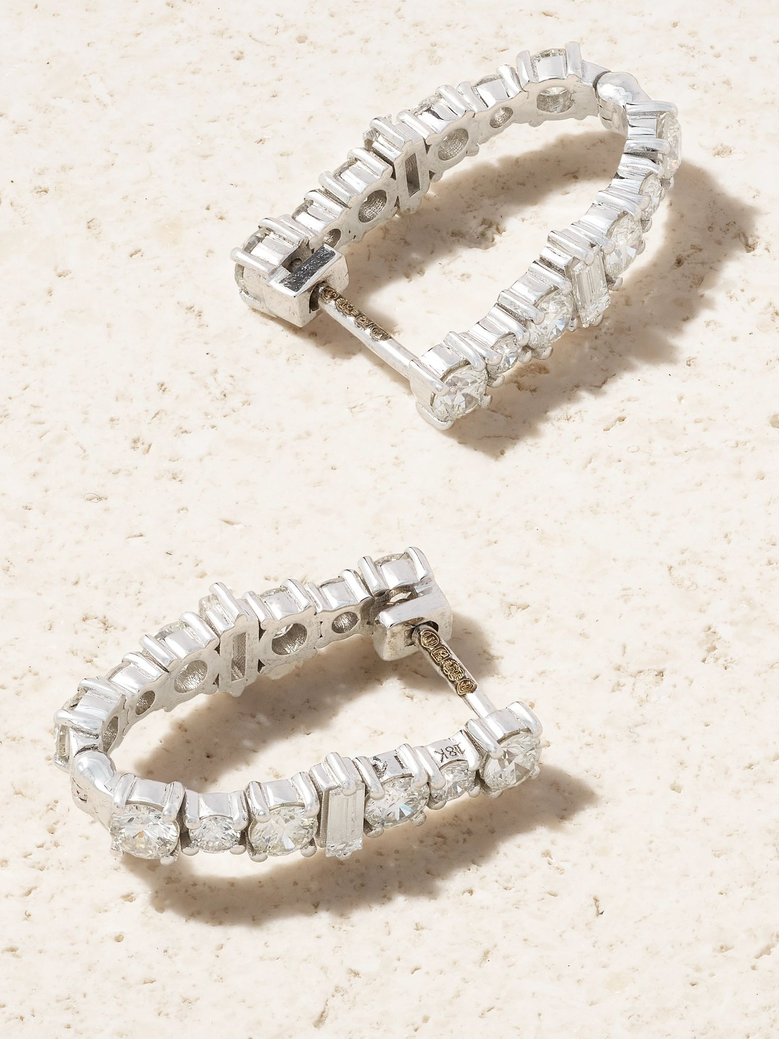 Rivulet Spread 18-karat white gold diamond hoop earrings Gold - 3
