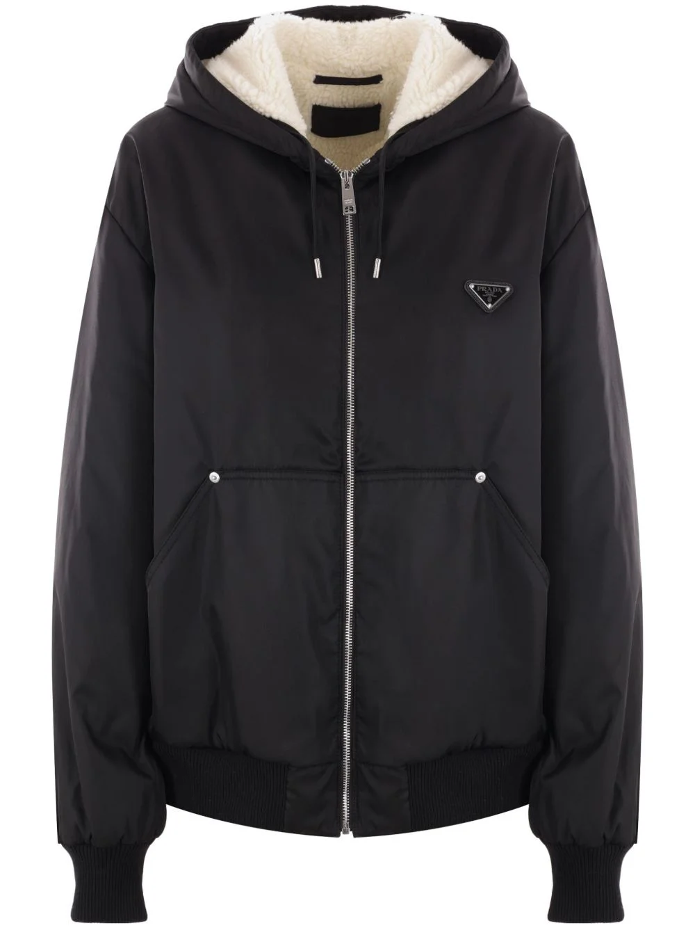 Re-Nylon triangle-logo hooded jacket - 1