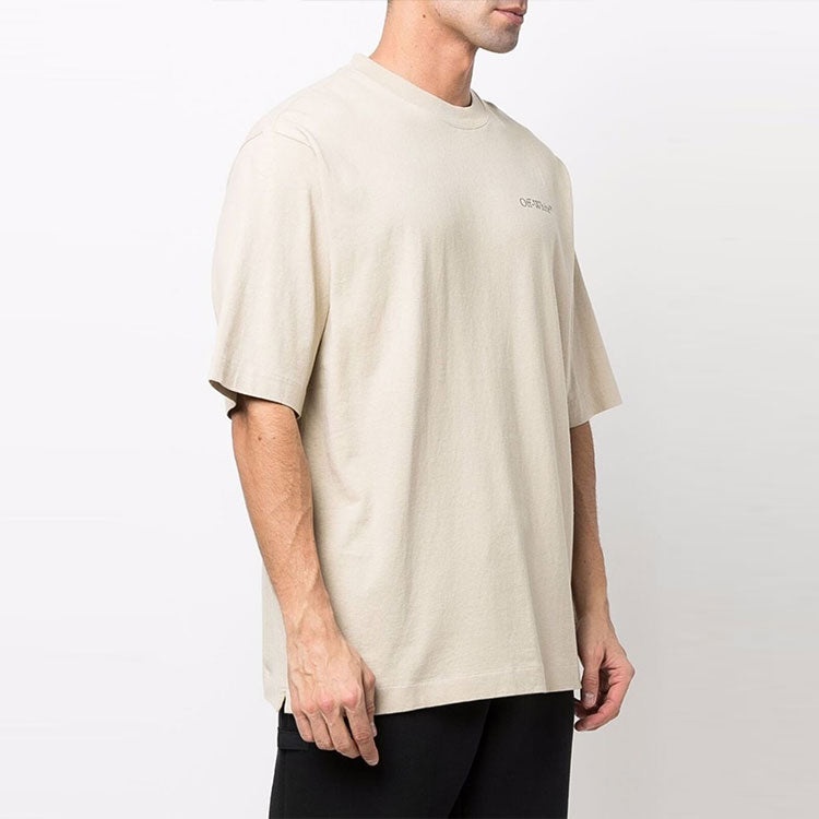 OFF-WHITE SS22 Logo Round Neck Pullover Short Sleeve Loose Fit Khaki OMAA119S22JER0041710 - 3