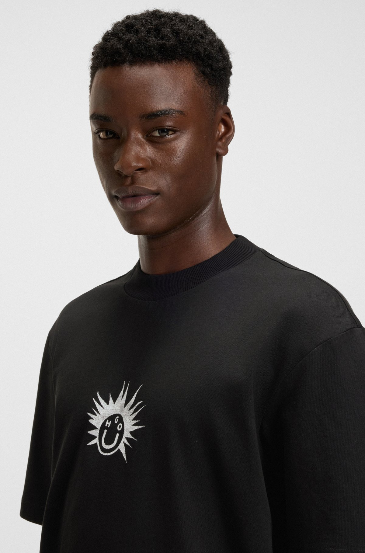 COTTON-JERSEY T-SHIRT WITH HAPPY HUGO ARTWORK - 3