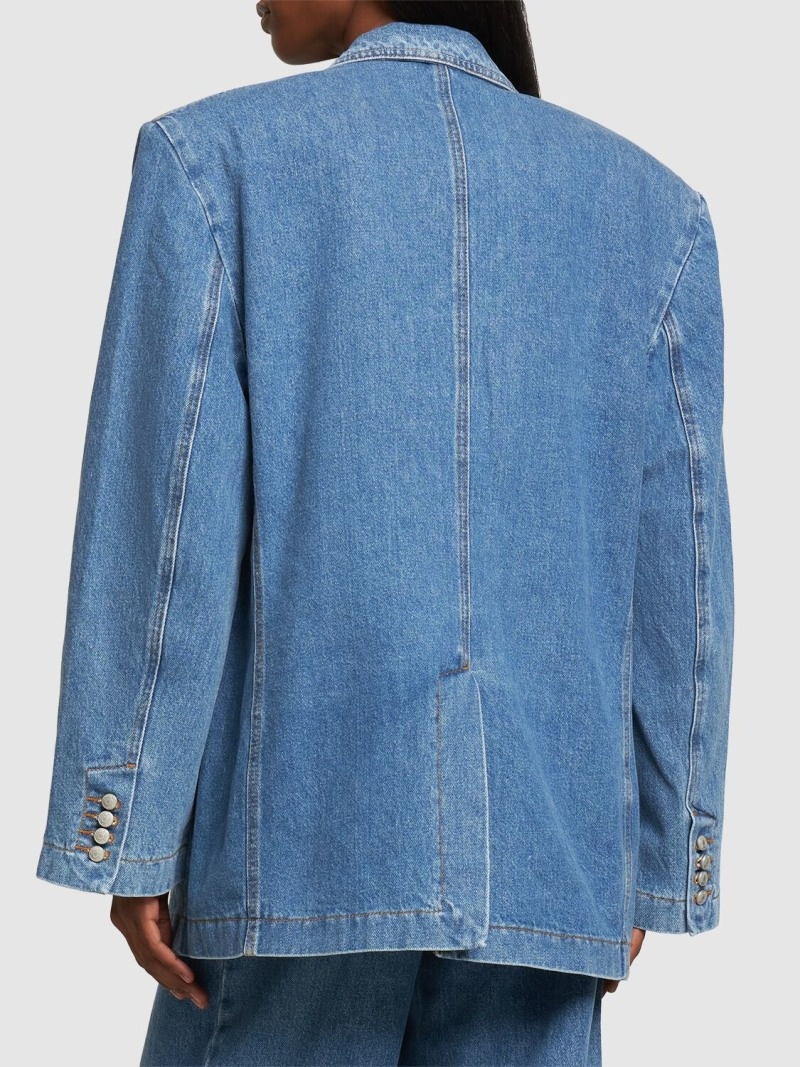 Denim oversized single breasted blazer - 4