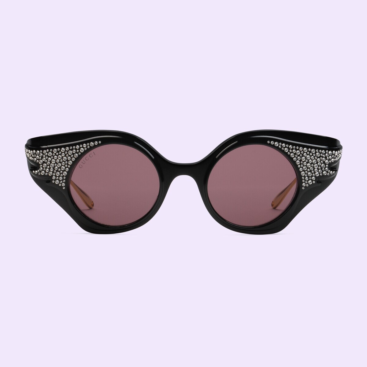 サングラス GUCCI CAT-EYE SUNGLASSES WITH CRYSTALL Crystal-embellished cat-eye sunglasses in black - Gucci