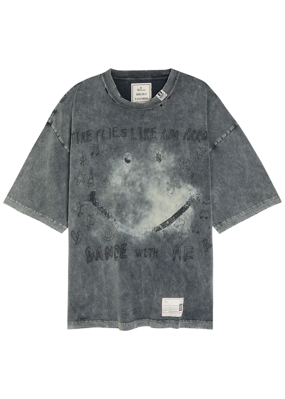Maison Mihara Yasuhiro Distressed Printed Cotton T-shirt - 1