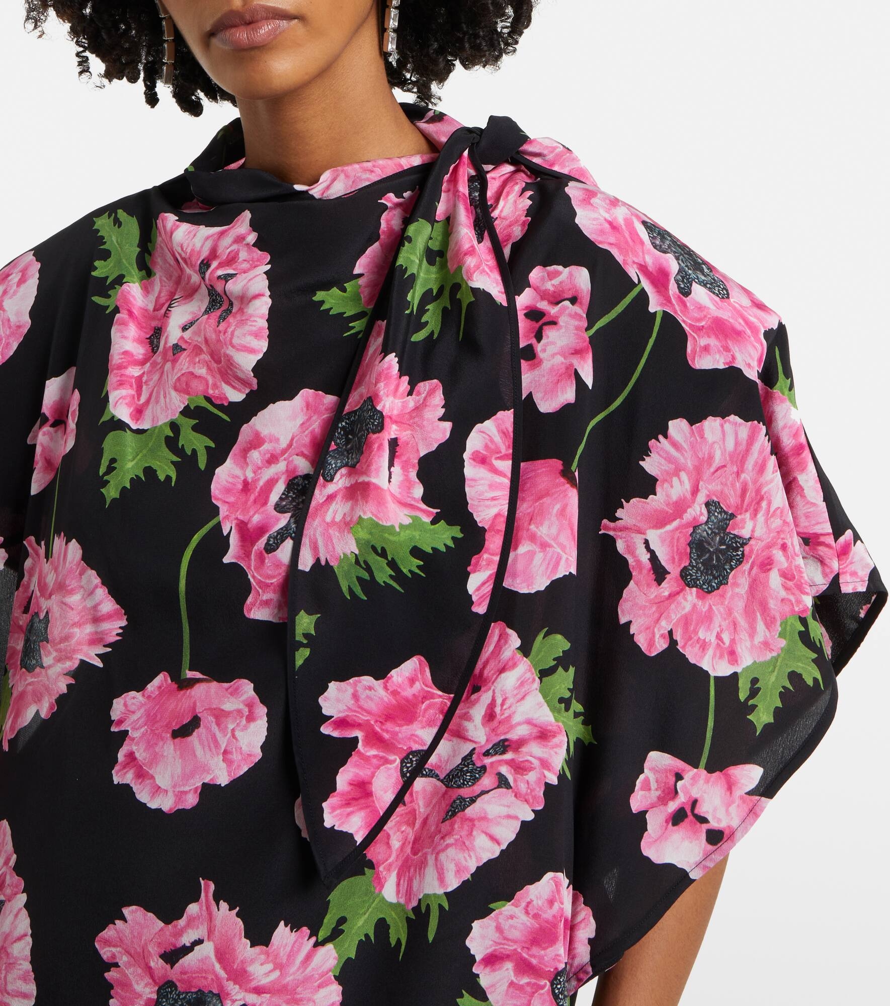 Floral printed silk maxi dress - 4