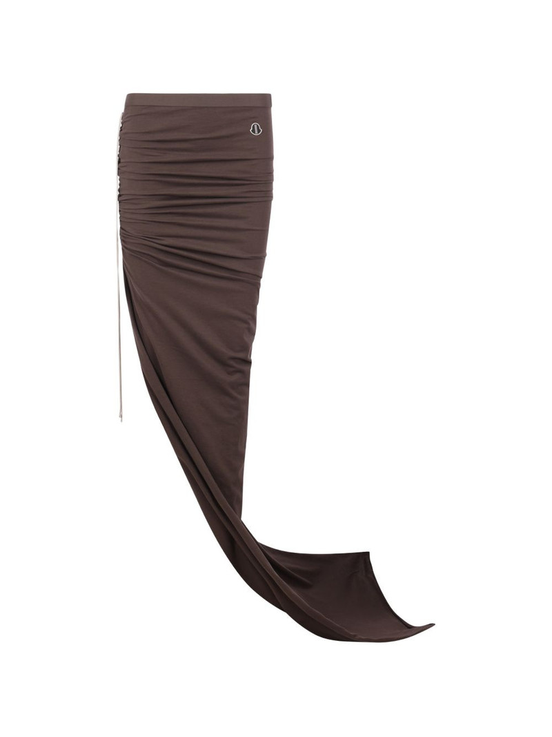 x Rick Owens logo patch drawstring maxi skirt 1